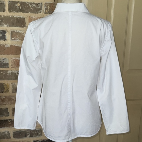 J. Jill White Cotton Button Down Shirt with Iridescent Mother of Pearl Buttons - Picture 3 of 11